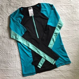 ☀️ Zippered Colorblock Rash Guard Swim Top ☀️